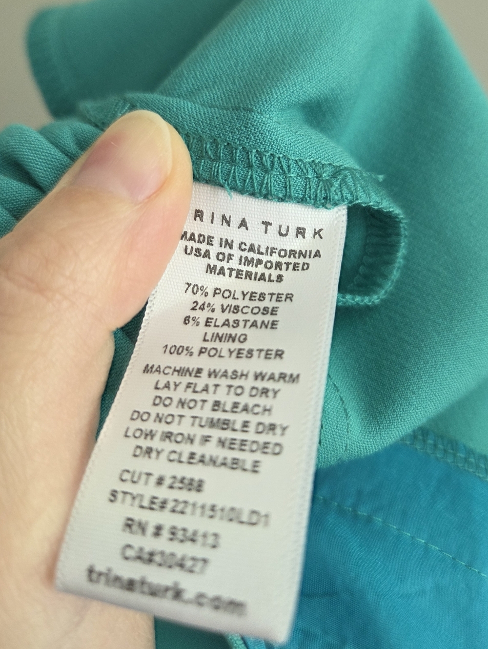 Trina Turk NWT Pop Pant Side Zipper Cropped Turquoise Size 12 - Picture 10 of 13